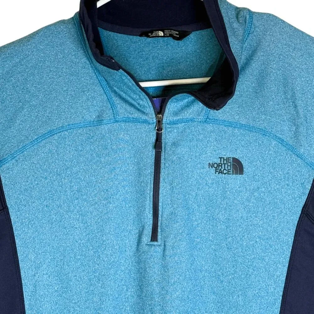The North Face Mens Colorblock Mock Neck Long Sleeve Pullover Sweater Blue Large